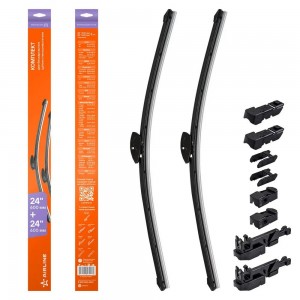 Щетки стеклоочистителя бескаркасные 600/600мм (24/24) 2 шт. 5 адптр AWB-BK-600-600K AIRLINE