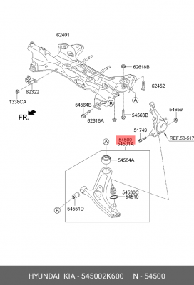 Рычаг подвески KIA Soul (11-) передней левый OE 545002K600 HYUNDAI KIA