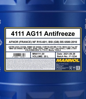 4112 MANNOL ANTIFREEZE AF12+ LONGLIFE (20L) антифриз! концентрат красный\ MN411220 MANNOL