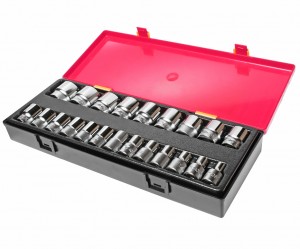 Набор головок торцевых 1/2" 6-ти гранных 08-32мм 22 предмета в кейсе JTC JTC-K4221 JTC TOOLS