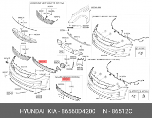 Решетка бампера KIA Optima (16-) переднего OE 86560D4200 HYUNDAI KIA