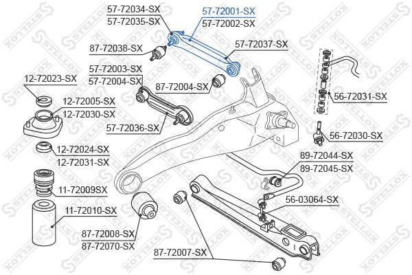 рычаг задней подвески верхний левый!\ Mitsubishi Lancer/Colt 92>/Carisma <97 57-72001A-SX STELLOX