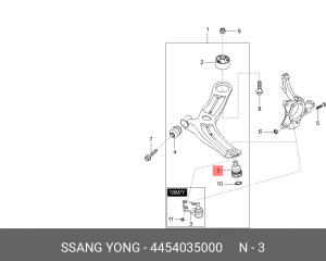 Опора шаровая SSANGYONG Tivoli (15-) нижняя левая/правая OE 4454035000 SSANG YONG