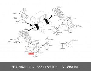 Брызговик HYUNDAI HD65,72,78 передний левый OE 868115H102 HYUNDAI KIA