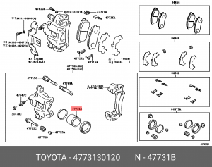 поршень суппорта! пер./задн. d45\ Toyota Avensis 00>/Camry 91-10/Carina E 92-98 47731-30120 TOYOTA