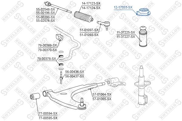 опора амортизатора переднего!\ Toyota Cami J100E/J102E/J122E 1999-2005 12-17333-SX STELLOX