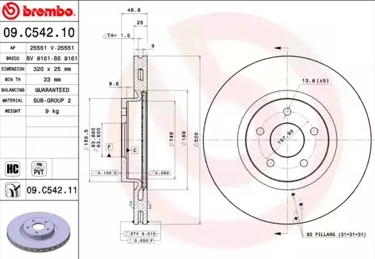 Диск тормозной 09.C542.11 09.C542.11 BREMBO