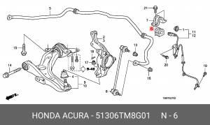 Втулка стабилизатора переднего HONDA 51306TM8G01 51306-TM8-G01 HONDA