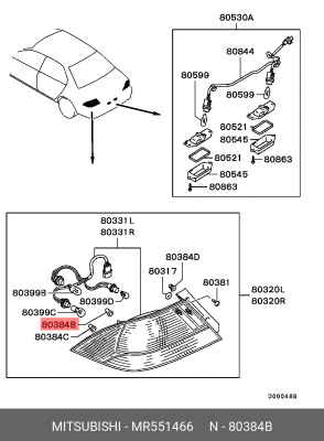 Клипса MITSUBISHI OE MR551466 MITSUBISHI