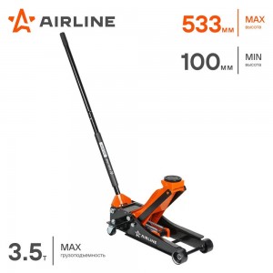 Домкрат подкатной 3.5т (100-533 мм) двухпоршневой (низкопрофильный) INDUSTRY AJ35FI510 AIRLINE