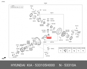 Подшипник хвостовика HYUNDAI HD65,72,78 пары главной задней OE 533105H000 HYUNDAI KIA