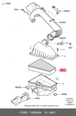 Фильтр воздушный FORD Mondeo (07-) (1.6/1.8/2.0) OE 1698684 FORD