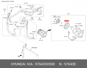 Шкив HYUNDAI i20 (10-) компрессора кондиционера OE 976433X500 HYUNDAI KIA