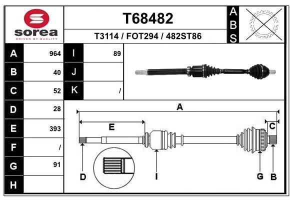 T68482 Полуось T68482 EAI