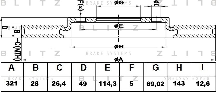 Диск тормозной передний вентилируемый HYUNDAI ix55/Santa Fe 06- BS0292 BS0292 BLITZ