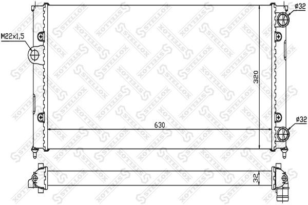 радиатор системы охлаждения!\ VW Golf/Vento 1.6-1.9TDi 91> 10-25069-SX STELLOX