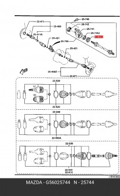 Сальник MAZDA 626 (GE) (92-97) полуоси правый (подвесного подшипника) OE G560-25-744 MAZDA