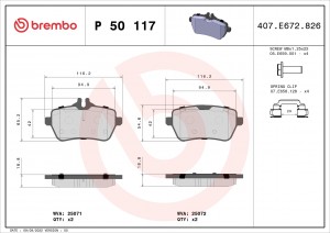 P50117 колодки дисковые задние!\ MB W222/C217 13> P50117 BREMBO