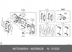 Ремкомплект переднего тормозного суппорта MITSUBISHI 4605B628 4605B628 MITSUBISHI