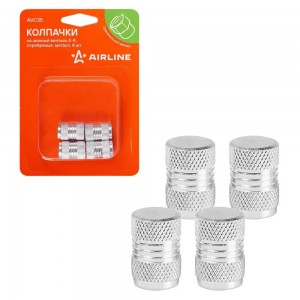 Колпачки на шинный вентиль K-9, серебряные, металл, 4 шт. (AVC35) AVC35 AIRLINE