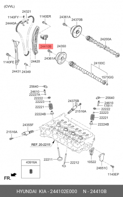 натяжитель цепи ГРМ!\ Hyundai i40/IX35 244102E000 HYUNDAI