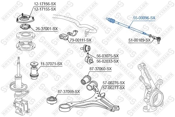 тяга рулевая!\ Honda ELEMENT 2003 - 2011 55-00096-SX STELLOX