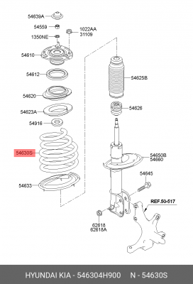 Пружина HYUNDAI Starex H-1 (07-) подвески передней OE 546304H900 HYUNDAI KIA