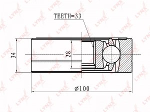 ШРУС внутренний подходит для AUDI A4 1.8-2.8 95-00 / 80 2.0-2.8 92-94/A3 1.8-1.9 CI-8008 LYNXAUTO