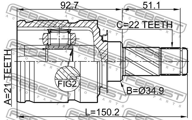 ШРУС внутренний OPEL CORSA D 2006-2014 1811-Z12 1811-Z12 FEBEST