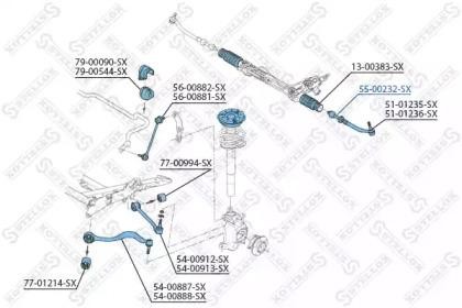 тяга рулевая!\ BMW E39 2.0-3.0/2.0D-3.0D/TD/TDs 95-02 55-00232-SX STELLOX