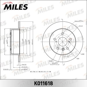 Диск тормозной задний TOYOTA CAMRY (V40, V50) (TRW DF6176) K011618 K011618 MILES
