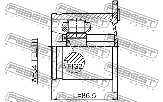 ШРУС внутренний (34x100) AUDI A3/A3 Sportback (8P) 2003-2013 2311-CCLH 2311-CCLH FEBEST