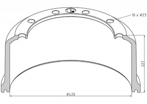 барабан торм. !420x180/196 H=227 d=300/335 n10x23 \SAF SK RS/RLS 9042 06643900A PETERS ENNEPETAL