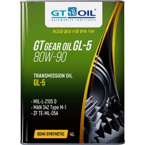 Масло трансмиссионное GT GEAR OIL GL-5 80W90 4л GT OIL 8809059407837 GT OIL