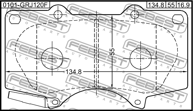 Колодки тормозные дисковые передние 0101-GRJ120F FEBEST