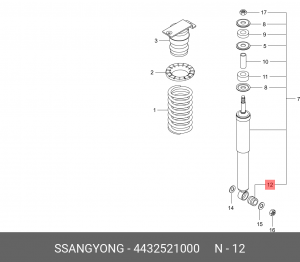 Сайлентблок SSANGYONG Actyon (06-),Kyron (05-),Rexton (06-) амортизатора заднего 4432521000 SSANG YONG