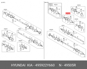 ШРУС внутренний правый 495922Y660 HYUNDAI KIA