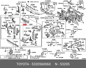 планка верхняя панели радиатора!\ Toyota Land Cruiser 15-12 53205-60060 TOYOTA