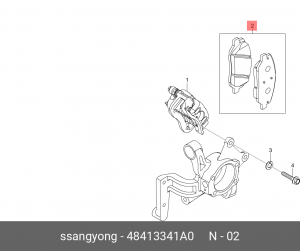 Колодки тормозные SSANGYONG Actyon (10-) задние (4шт.) OE 48413341A0 SSANG YONG