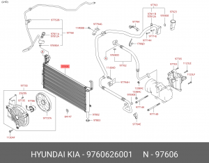 КОНДЕНСАТОР СИСТЕМЫ ОХЛАЖДЕНИЯ, НЕ СОДЕРЖИТ ХЛАДАГЕНТА HYUNDAI/KIA 9760626001 HYUNDAI KIA