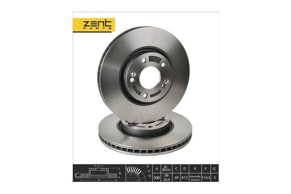 диск тормозной передний! Hyundai i30 1.6/2.0/1.6D/2.0D 07> Z05986 ZENTPARTS