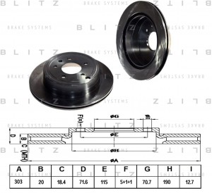 Диск тормозной задний вентилируемый CHEVROLET Captiva 06-OPEL Antara 06- BS0228 BS0228 BLITZ