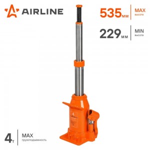 Домкрат  4,0т бутылочный (229-535мм 2-х плунж) /AIRLINE/ AJ-TB-04 AIRLINE