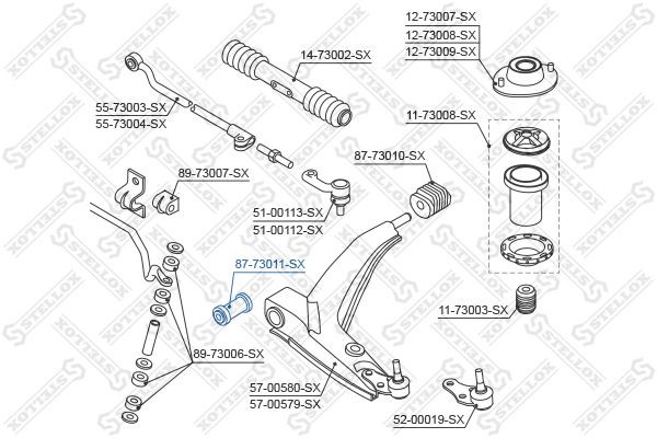 сайлентблок рычага пер.!\ Daewoo Lanos 97> 87-73011-SX STELLOX