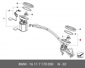 Фильтр топливный BMW 1 (E81,87),3 (E90),X1 (E84) в баке комплект OE 16 11 7 170 090 BMW