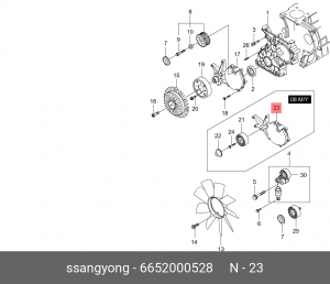 Кронштейн шкива вискомуфты 6652000528 SSANG YONG