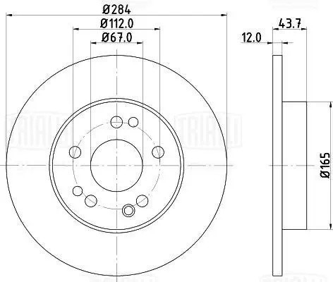 Диск торм. Mercedes E (W124) (89-) перед. d=284 (окраш.) (DF 265317) DF 265317 TRIALLI