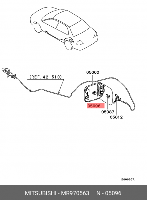 Фиксатор MITSUBISHI Lancer лючка бака топливного OE MR970563 MITSUBISHI