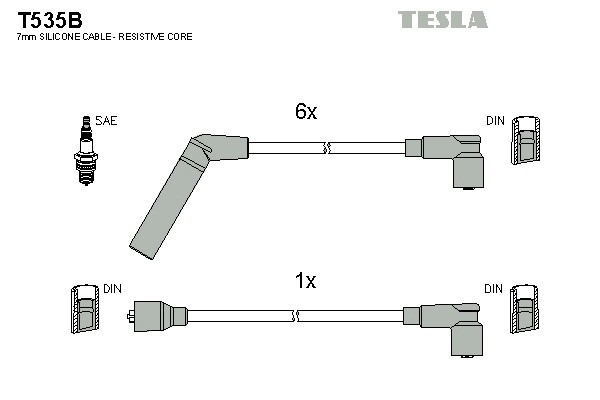 к-кт проводов высоковольтных!\ Mitsubishi Galant 2.0 87-93 T535B TESLA