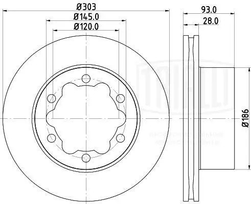 Диск торм. Mercedes Sprinter (06-)/VW Crafter (06-) зад. d=303 (DF 190408)  2шт DF190408 TRIALLI
